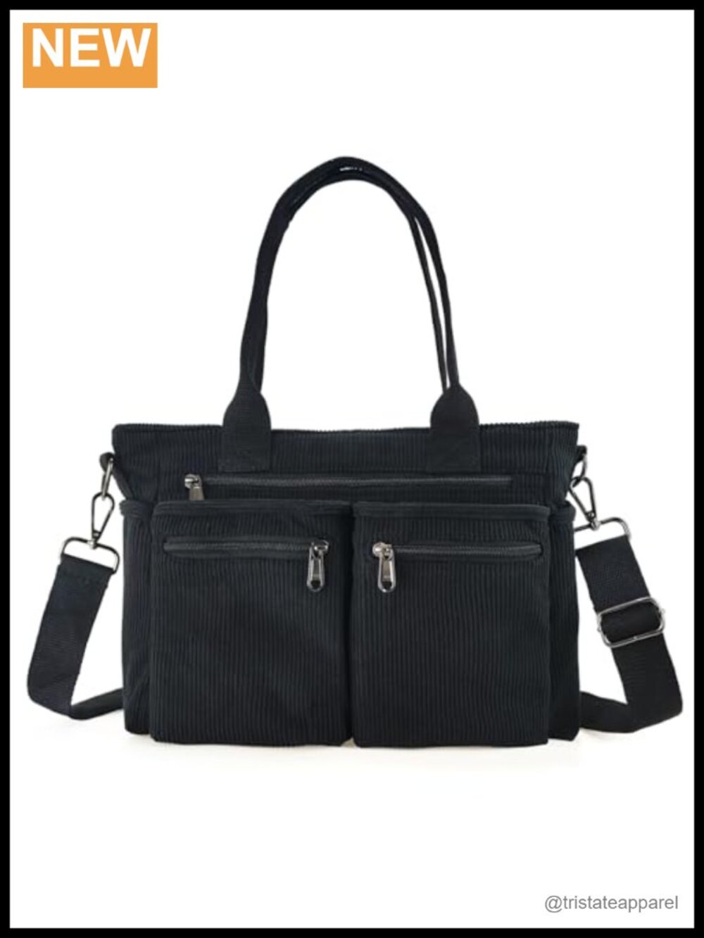 Corduroy Tote Bag with Multiple Pockets Hobo Crossbody Shoulder Bag